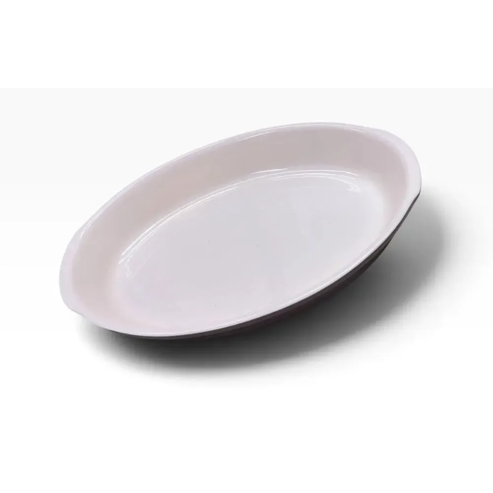 Emile Henry Oval Red 14.5inX9.5inX2.25in Serving Baking Handles Casserole Dish